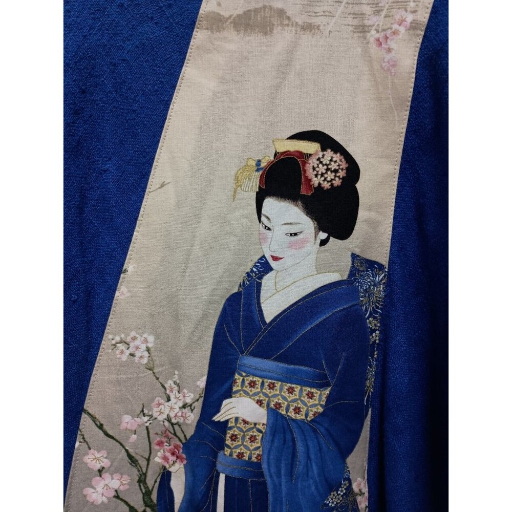 Elegant Blue Women's Blazer with Artistic Print - Picture 9 of 11